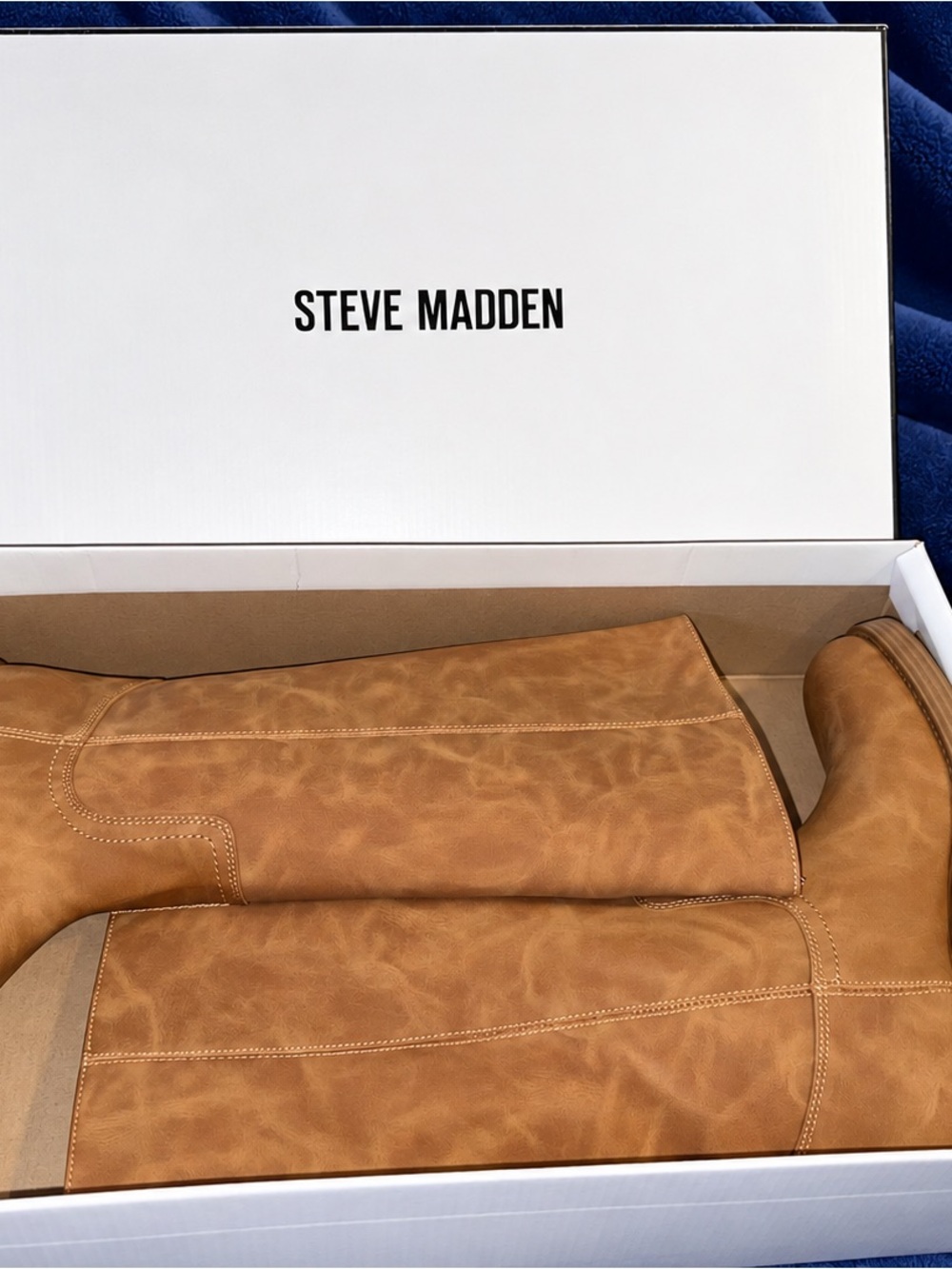 Steve Madden Tan Faux-Leather Knee Boots